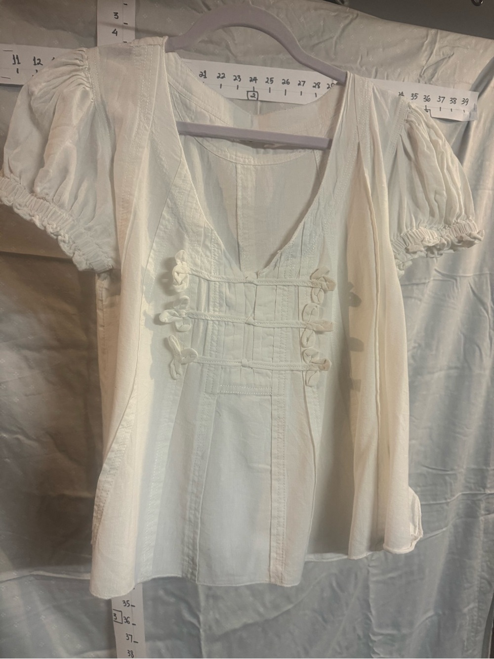 Pilcro Cream Casual Top with V-Neck - Picture 3 of 5
